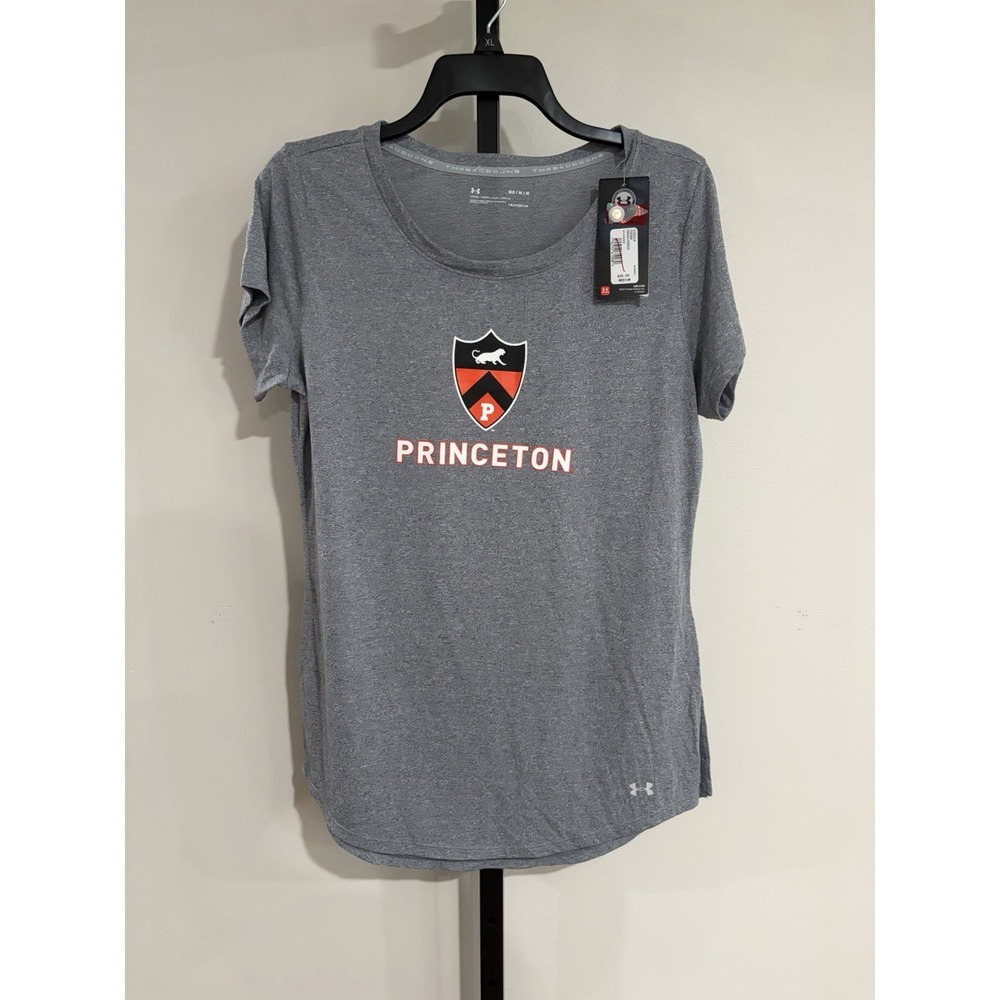 NWT Under Armour Women's Medium Princeton Tigers HeatGear Gray T-Shirt F137